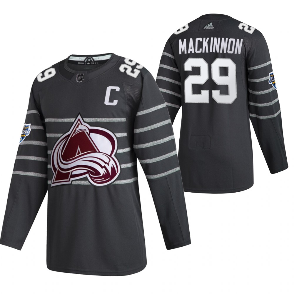 Men's Colorado Avalanche #29 Nathan MacKinnon 2020 Grey All Star Stitched NHL Jersey